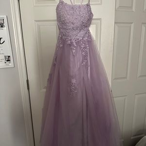 Floral lavender prom dress